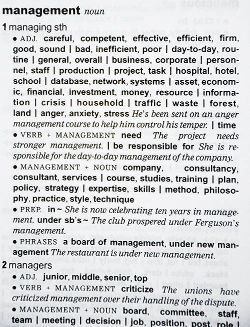 Dictionaries of words, synonyms and collocations – a comparison