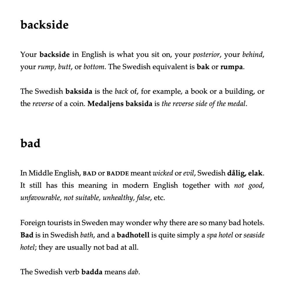 The image is a page from the book, explaining the words backside and bra